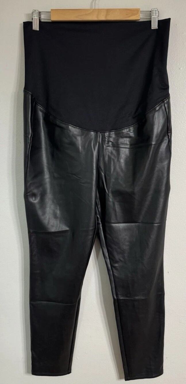 Loft Maternity Pants Women’s Large Faux Leather Black Pull-On High Rise NEW